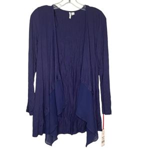 Elle women's open front cardigan navy blue size XS